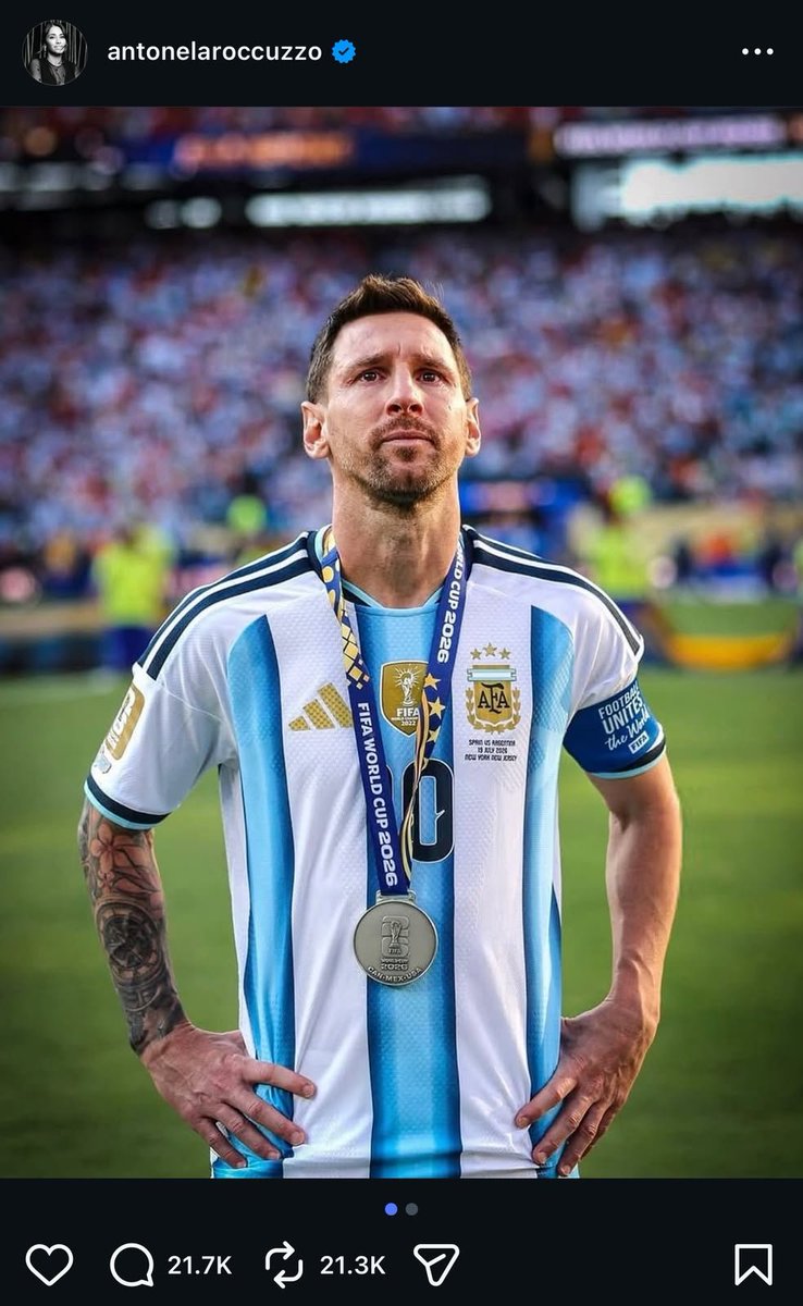 TouchlineX's tweet photo. 🚨📲 𝗡𝗘𝗪: Antonela Rocuzzo via IG: "You will always be the best, Leo Messi."

"Not only because of your talent, but because you never stopped being yourself."

"No matter what happens, you never give up. You always fight until the very end and give everything you have until the last second."

"That strength, that mindset, and that ability to get back up again and again are what make you unique."

"Thank you for showing us every day that true success is built through hard work, sacrifice, perseverance, and never losing your essence. You are the greatest role model for our children and an inspiration to millions of people."

"I admire you more than words can express, and I am incredibly proud to walk through life by your side."

"I love you so much."