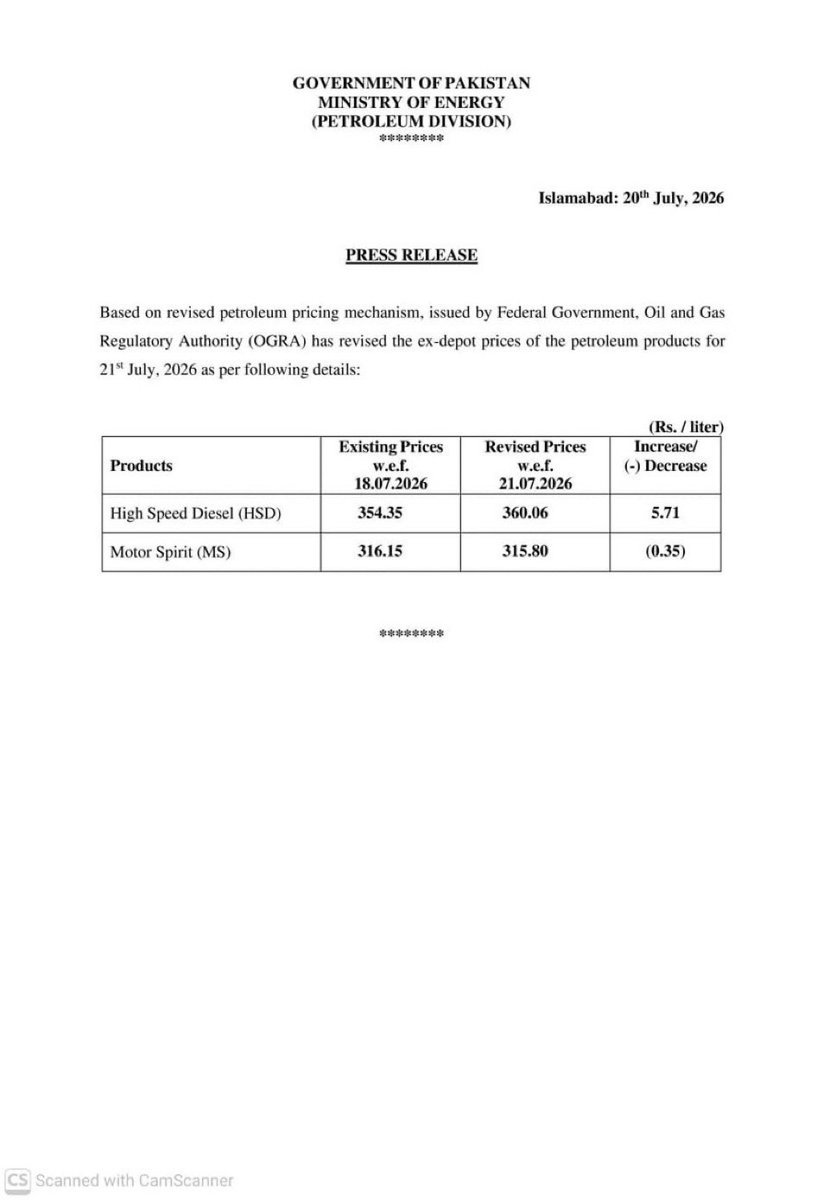 moin_basrai's tweet photo. 🔴Breaking: Petrol Price Down by Rs 0.35/Litre - Diesel Prices Up by Rs.5.71/L https://t.co/nwba8lVn7r