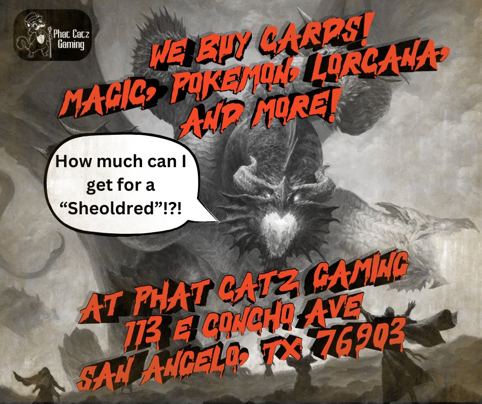 PhatCatzGaming's tweet photo. Got too many singles just sitting around?
Bring them down to Phat Catz Gaming — we’d be happy to take a look and make you an offer!
We offer cash or store credit!
#PhatCatzGaming #MTG #PokemonTCG #CardBuylist #LocalGameStore #TCGCommunity #TradeIn #GameStoreLife https://t.co/oFIUSB4Tig