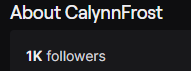 CalynnFrost's tweet photo. WAHOOO WE HIT 1K ON TWITCH TODAY TYSM EVERYONE!!🐸 https://t.co/lyrmlQ7iVT