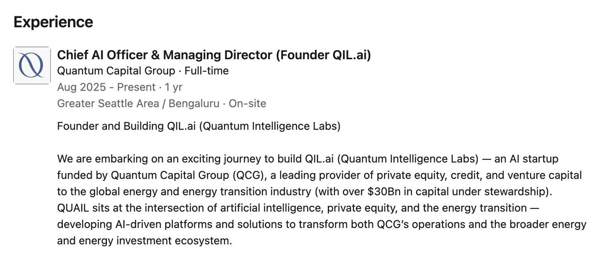 P_EquityTok's tweet photo. The acronyms don't hold together. The lab is introduced as https://t.co/BMHFZ9OJQ6, and the link itself has nothing to do with Quantum Capital Group. Then 2 sentences later the same entity is called QUAIL.

Contradiction much. https://t.co/tLH5W3FVPN
