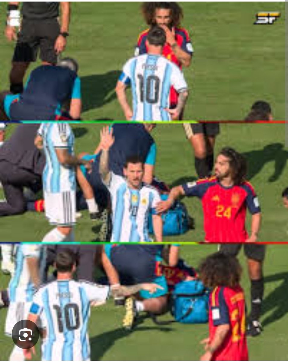 AndresRusadir's tweet photo. La última imagen de Messi en un mundial será la de la trampa y la de la falta de compañerismo, cuando un rival le dice que otro jugador tiene sangre en la boca. https://t.co/46TBYBoj3S