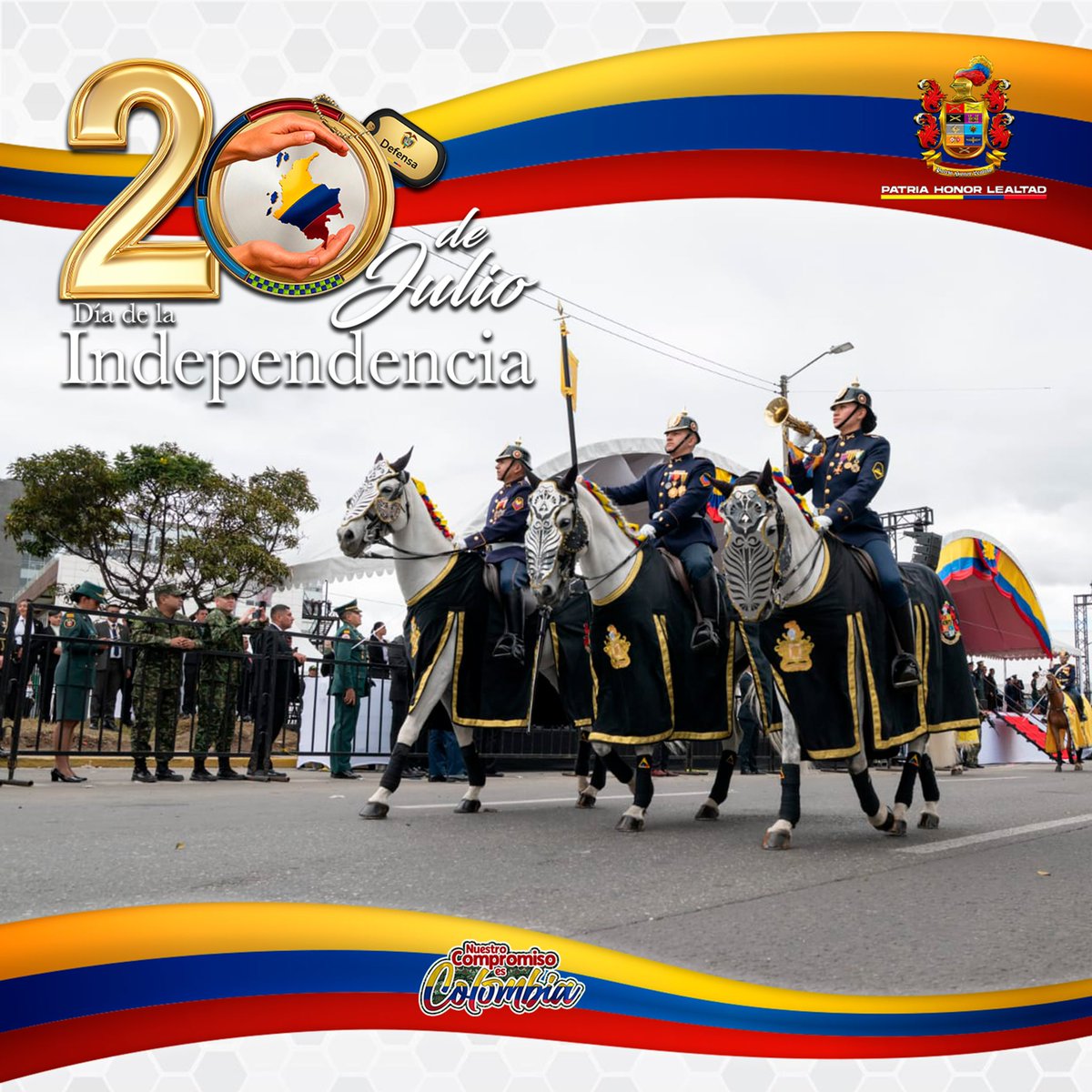 COL_EJERCITO's tweet photo. (2) Cada paso, cada saludo y cada aplauso reflejaron el orgullo de un país que reconoce la entrega de sus soldados. Estas fotografías inmortalizan el espíritu patriótico que unió a #Colombia en una fecha tan especial.

#20DeJulio 
#PatriaHonorLealtad https://t.co/h7V1bT6MPI