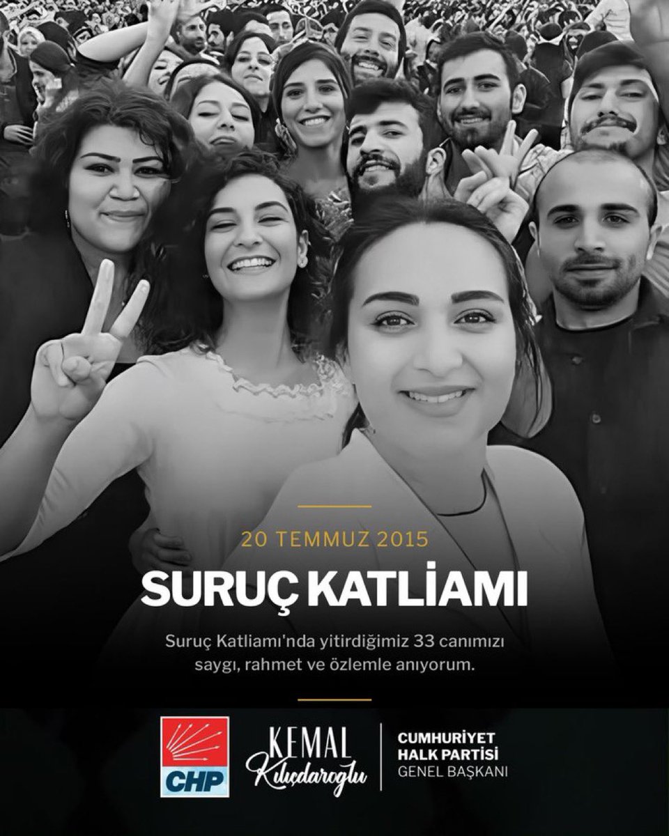 inanakgunalp's tweet photo. Suruç Katliamında yitirdiğimiz 33 canı bir kez daha saygı ve rahmetle anıyor, ailelerinin acısını yürekten paylaşıyorum.

#Suruç https://t.co/ghk8MEtKqq