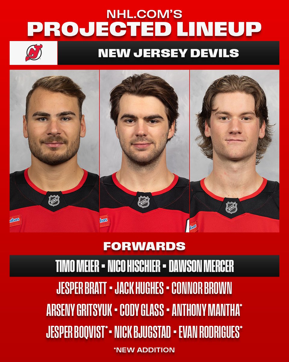 NHLMedia's tweet photo. The @NJDevils will be looking for a bounce-back season in 2026-27! 📈

Read more on New Jersey's projected lineup ➡️ https://t.co/vmKzmm4CcF https://t.co/EFephhDEI4