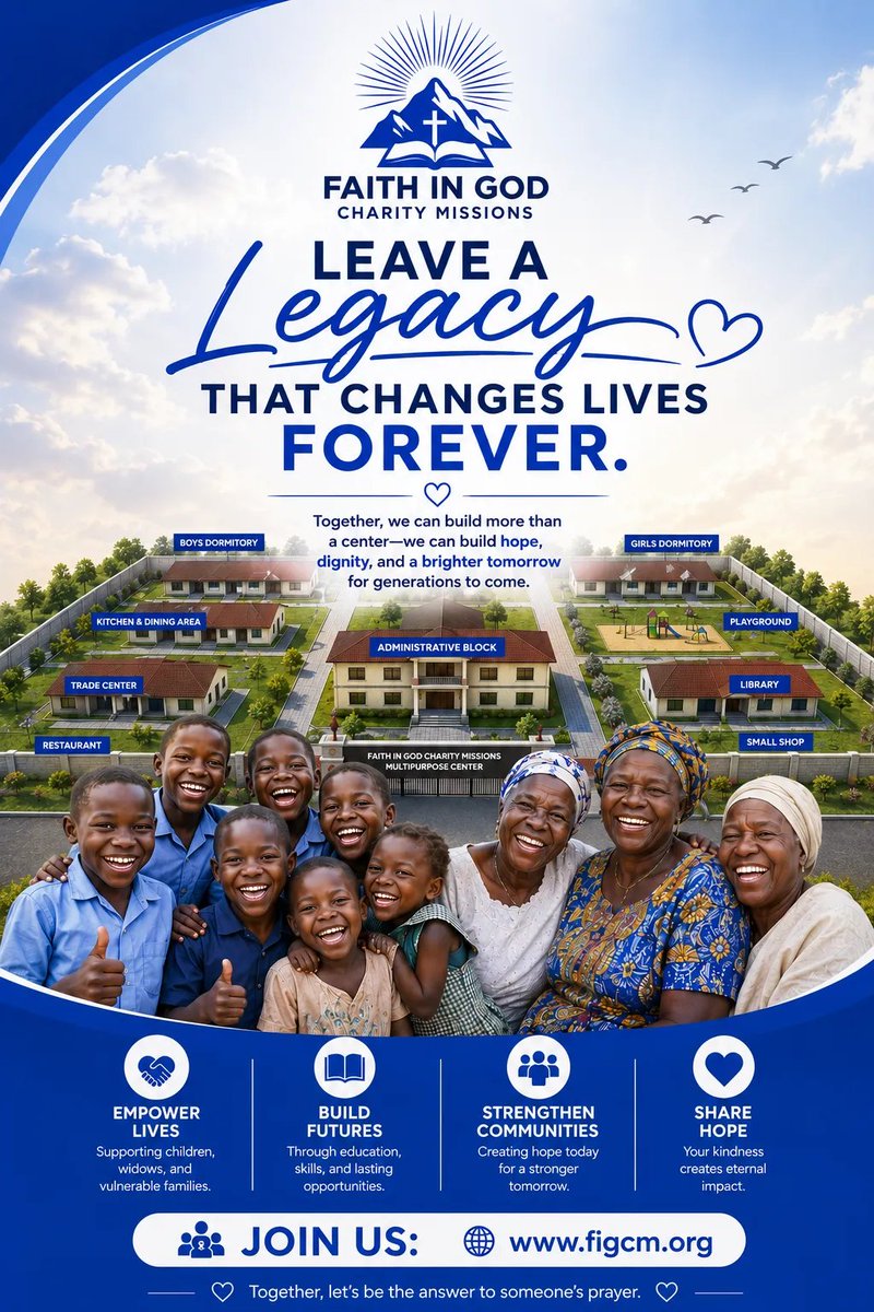 figcm2025's tweet photo. Leave a legacy that changes lives forever. 💙 We're building hope, dignity, and a brighter tomorrow — together. 
Join us: https://t.co/dKGzavqnUj

#LeaveALegacy #FaithInGodCharityMissions #ShareHope #GivingBack https://t.co/hDxAXpXHMt