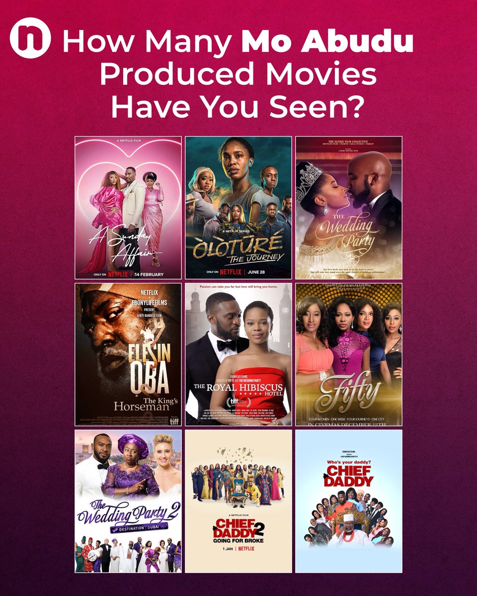 nollycritic's tweet photo. From romantic comedies and dramas to cultural epics, Mo Abudu has produced some of Nollywood's biggest and most talked-about films. 🎬✨

How many of these have you watched? https://t.co/XR1xXWzSjg