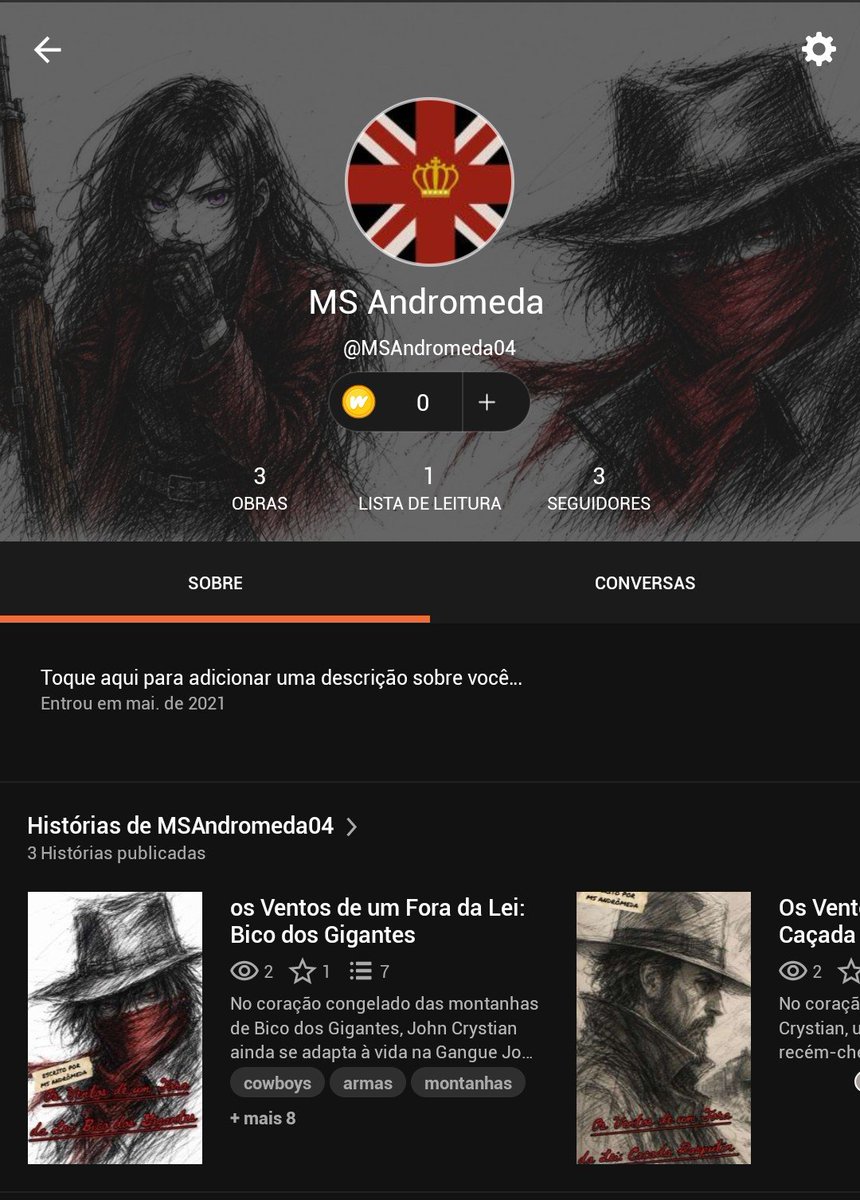 MSAndromeda04BR's tweet photo. Fiz um bunner pro meu perfil no #wattpad, espero que tenha ficado bonito https://t.co/UJ2XtNedIp