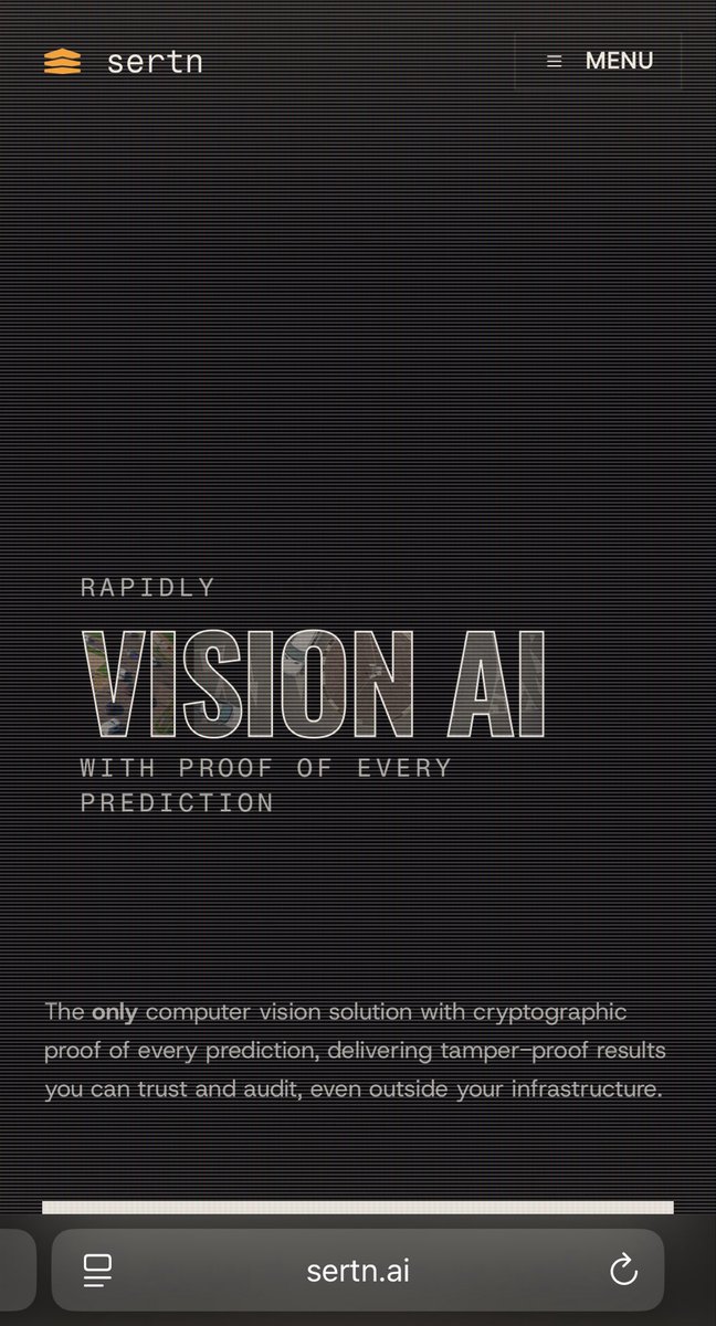 PrettyZii10244's tweet photo. Trust is what Enterprise AI has been missing. Sertn changes that with Vision AI and Proof of Inference, delivering tamper-proof, auditable results for manufacturing, PPE compliance, aviation, and more.
#Sertn #VisionAI #ProofOfInference #EnterpriseAI #AI https://t.co/zFzZTSj9N0