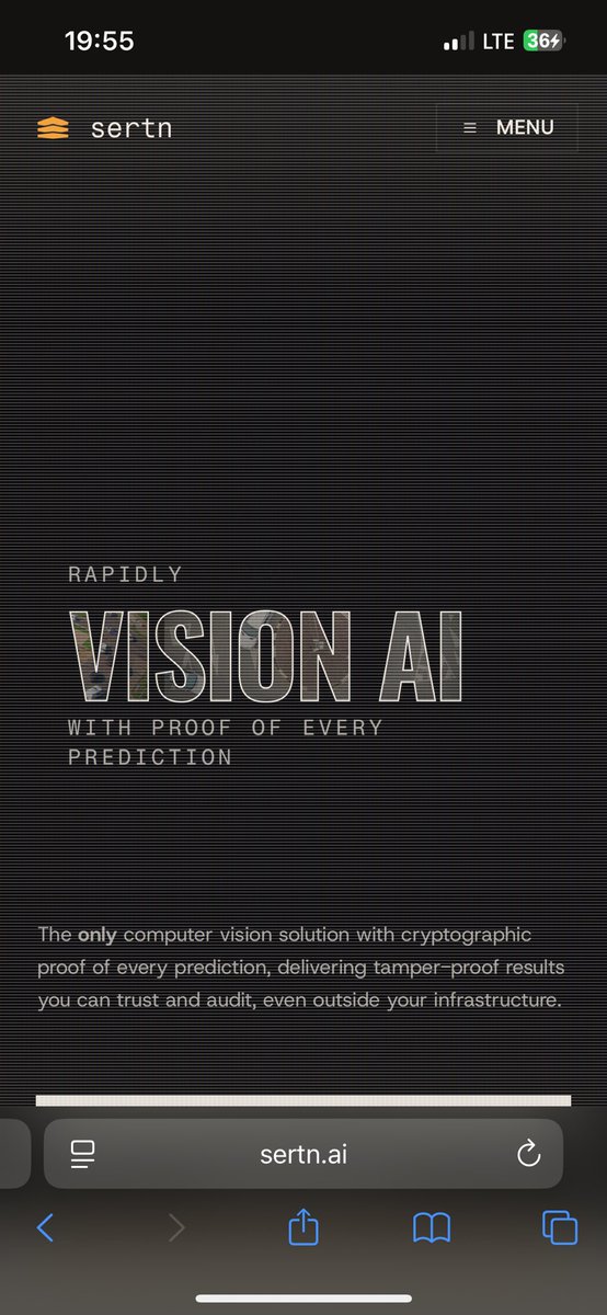 PrettyZii10244's tweet photo. Trust is what Enterprise AI has been missing. Sertn changes that with Vision AI and Proof of Inference, delivering tamper-proof, auditable results for manufacturing, PPE compliance, aviation, and more.
#Sertn #VisionAI #ProofOfInference #EnterpriseAI #AI https://t.co/Kg1nhEJTzp