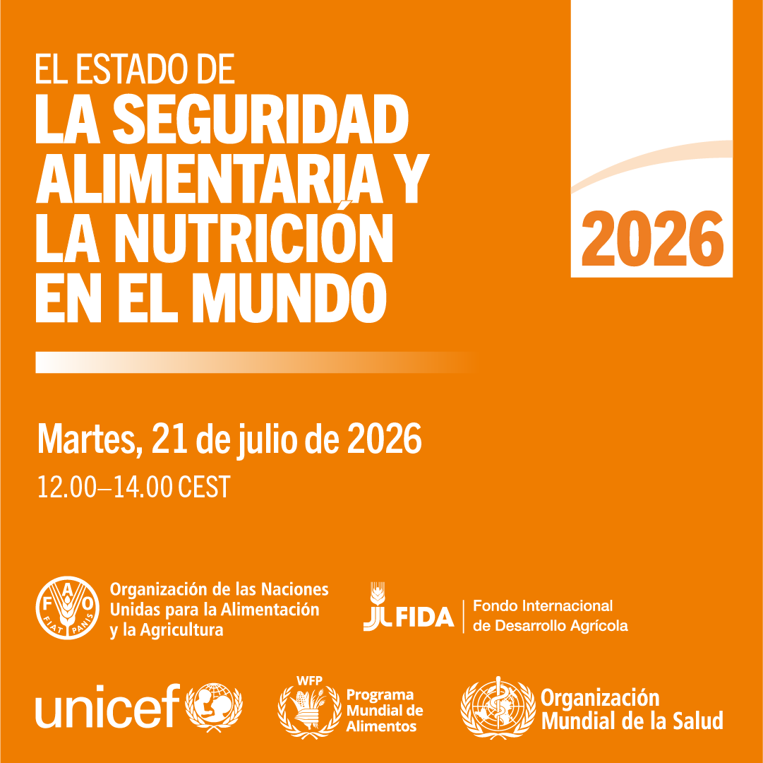 ALCsinhambre's tweet photo. 📙 Mañana, 21 de julio, la @FAOenEspanol, @IFADespanol, @unicefenespanol, @WFP_es y @opsoms presentarán el informe El estado de la seguridad alimentaria y la nutrición en el mundo 2026.
 
Sigue la retransmisión en vivo: https://t.co/51xbxB4foW

#SOFI2026 #COAG30 https://t.co/77xF2Kh7k0