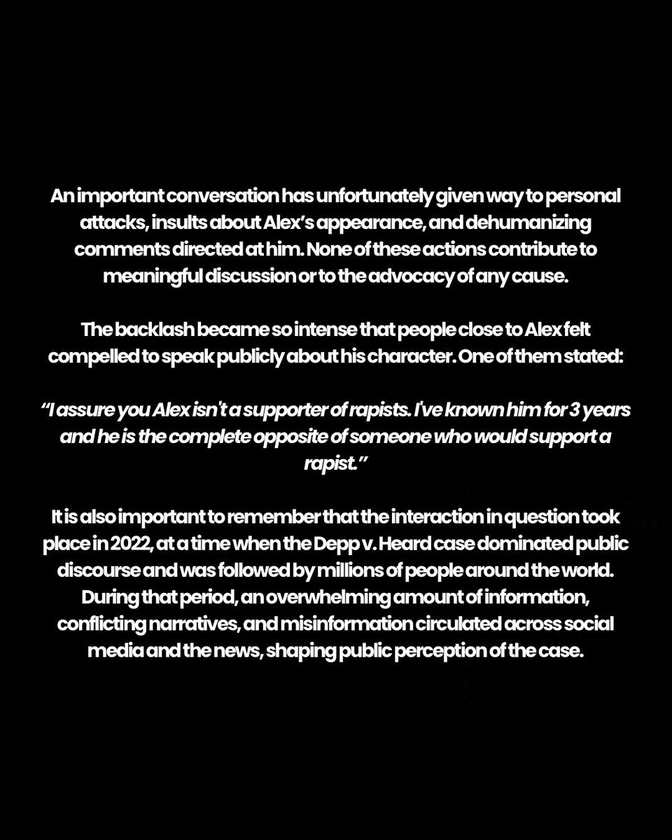 alexdunneupdate's tweet photo. This statement is a reflection of the Updates Alex Dunne Brasil and Alex Dunne Brasil teams. We do not represent Alex Dunne or his team, nor do we seek to invalidate criticism or questions regarding the situation.

— Alex Dunne Brasil &amp; Updates Alex Dunne Brasil. https://t.co/0nzWfADtrV