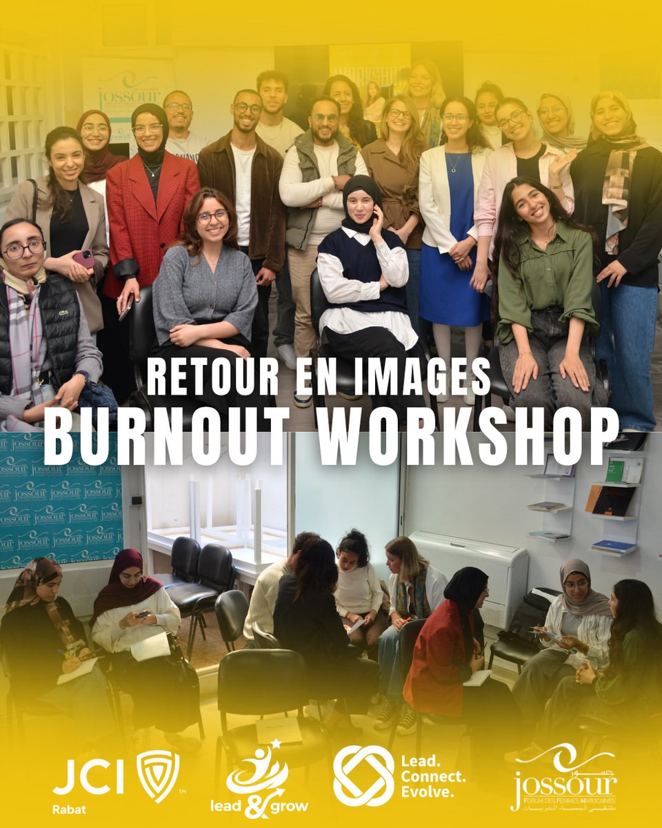 JCI_RABAT_'s tweet photo. 💙 Clap de fin pour notre Burnout Workshop ! Un grand merci à notre intervenante pour son expertise, ainsi qu'à tous les participants pour leur engagement et leurs échanges. Ensemble, nous avons fait de cet atelier un vrai succès. ✨
#JCIRabat #JCI https://t.co/z7oZEEvdXm