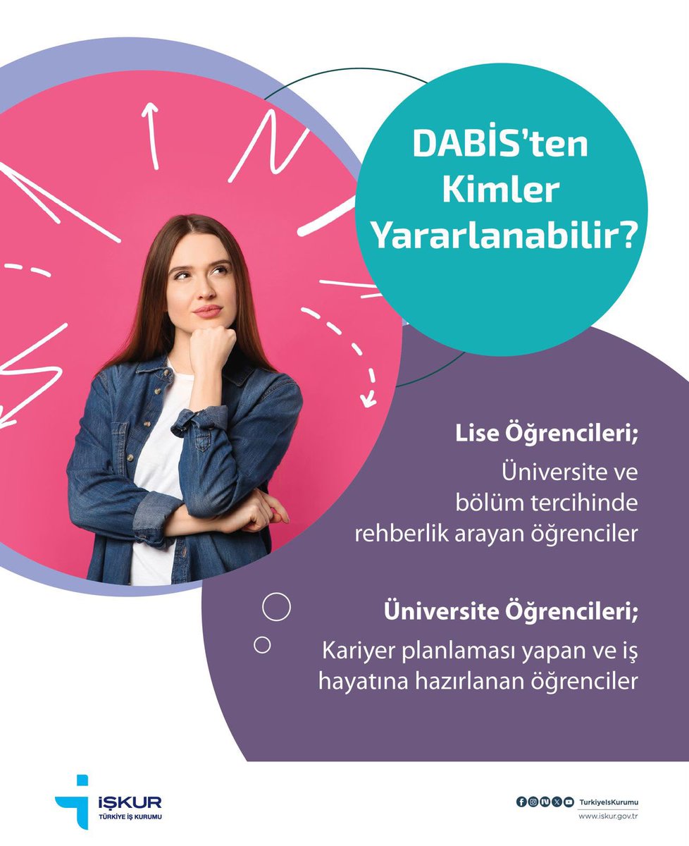 TurkiyeIsKurumu's tweet photo. 📝Danışman Bilgi Sistemin’den (DABİS) Kimler Yararlanabilir?

#DABİS
#YKS2026 
#KariyerPlanlama https://t.co/lQb9q4jFNa