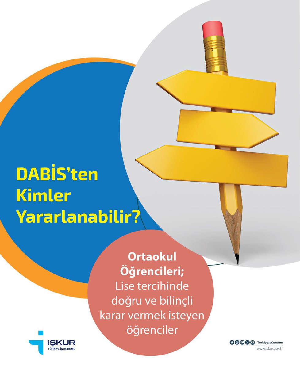 TurkiyeIsKurumu's tweet photo. 📝Danışman Bilgi Sistemin’den (DABİS) Kimler Yararlanabilir?

#DABİS
#YKS2026 
#KariyerPlanlama https://t.co/lQb9q4jFNa