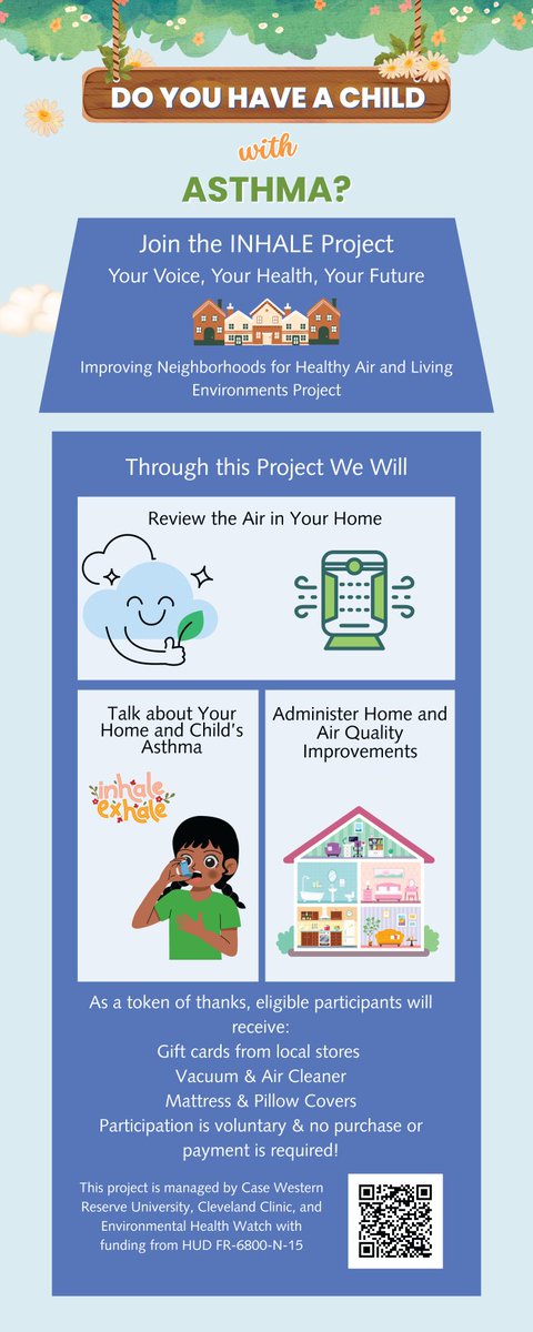 CHEEERCLE's tweet photo. CHEEER Pilot Awardee, Maeve MacMurdo's New INHALE Project is Recruiting participants!

This project is testing whether low-cost home repairs can improve indoor air quality and reduce children’s asthma symptoms.

Learn more in this @signalcleveland article:
https://t.co/uqUtZ0ItAn https://t.co/azcq2gDQOb
