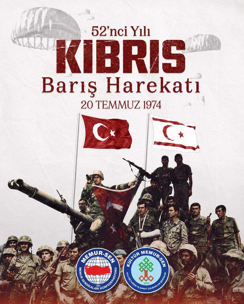 YasinKilic_58's tweet photo. 20 Temmuz 1974; Kıbrıs Türkü’nün istikbaline umut, mazluma emniyet, zalime ise adaletin tecellisi olmuştur. Kıbrıs Barış Harekâtı, hakkın ve hürriyetin muhafazası uğruna yazılmış şerefli bir destandır.

Aziz şehitlerimizi rahmet ve minnetle, kahraman gazilerimizi şükranla yâd ediyor, Kıbrıs Türkü’nün haklı davasını dün olduğu gibi bugün de gönülden destekliyorum.

Unutmadık, unutturmayacağız.

#20Temmuz #KıbrısBarışHarekâtı #MemurSen