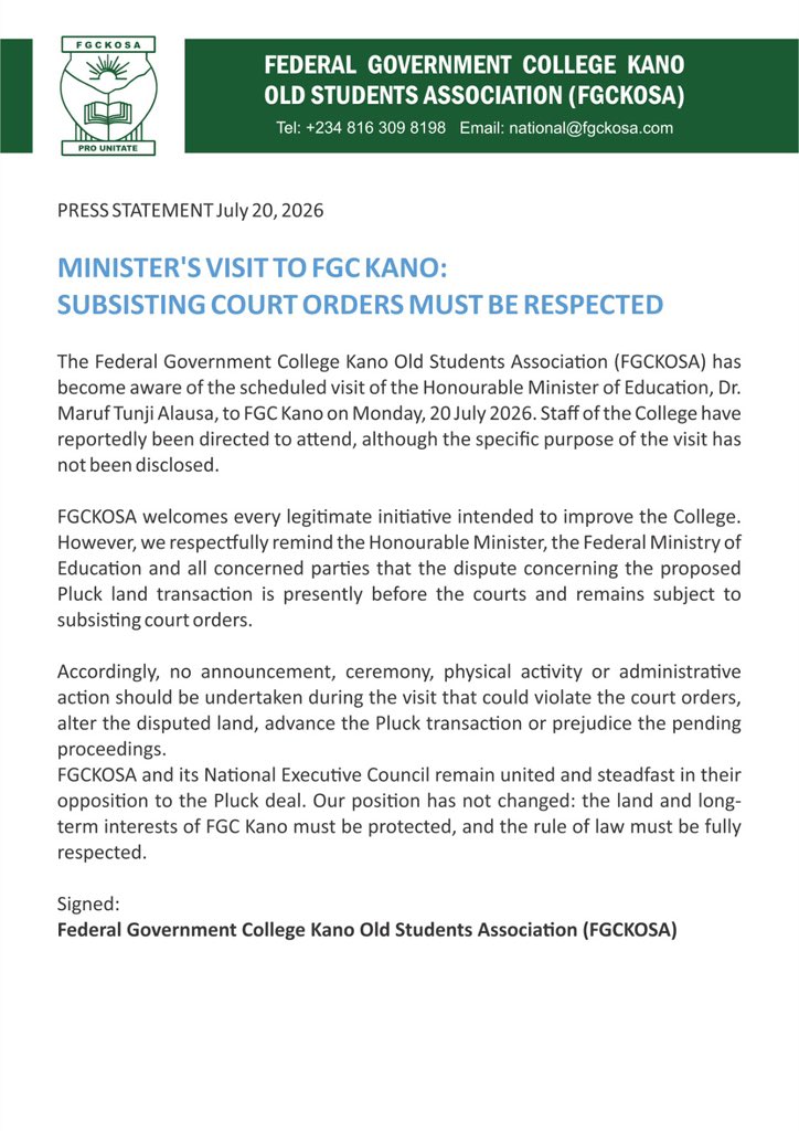 FGCOSA's tweet photo. #PressRelease https://t.co/l9ayjVkU3U