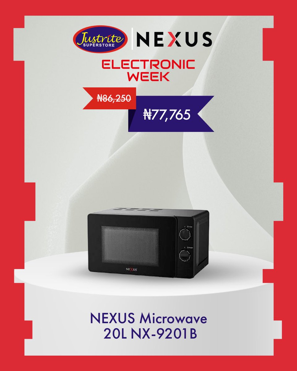 Justrite_ng's tweet photo. Bring the energy into your home with Nexus. ✨ Upgrade your home with incredible deals on your favourite appliances during Justrite Electronics Week. Visit your nearest Justrite store and shop before the offers end!

#JustriteElectronicsWeek https://t.co/qbmq0mSqb5