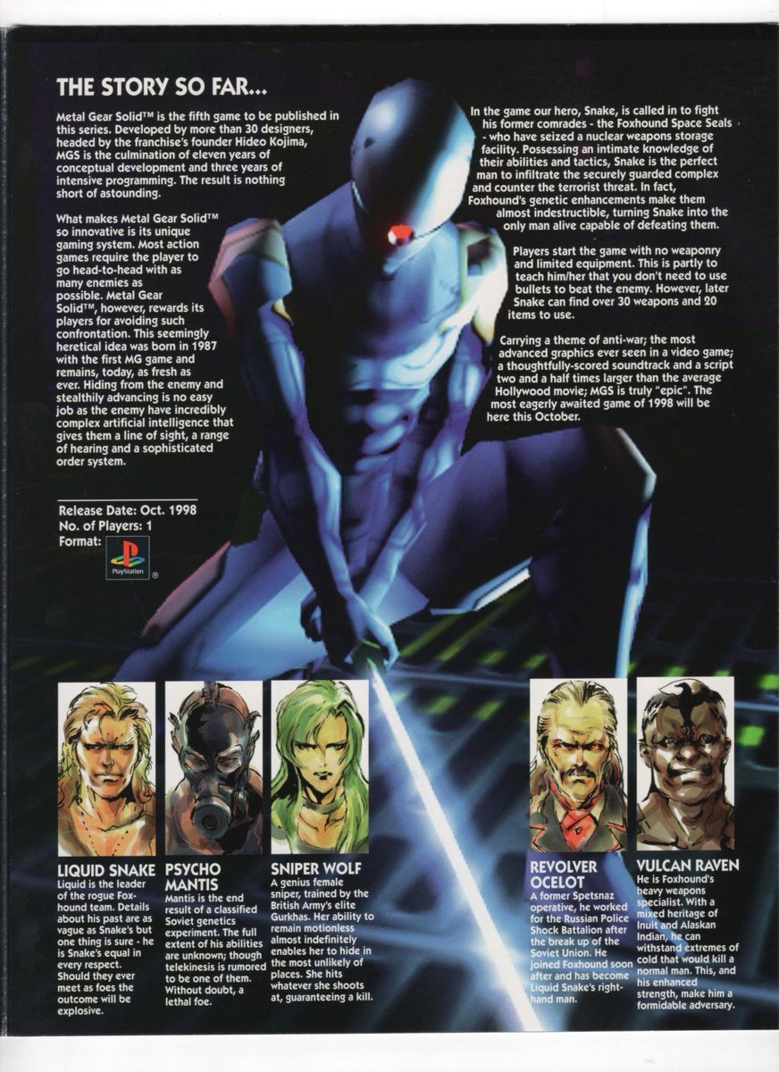 Metal Gear Solid pages from Konami's 