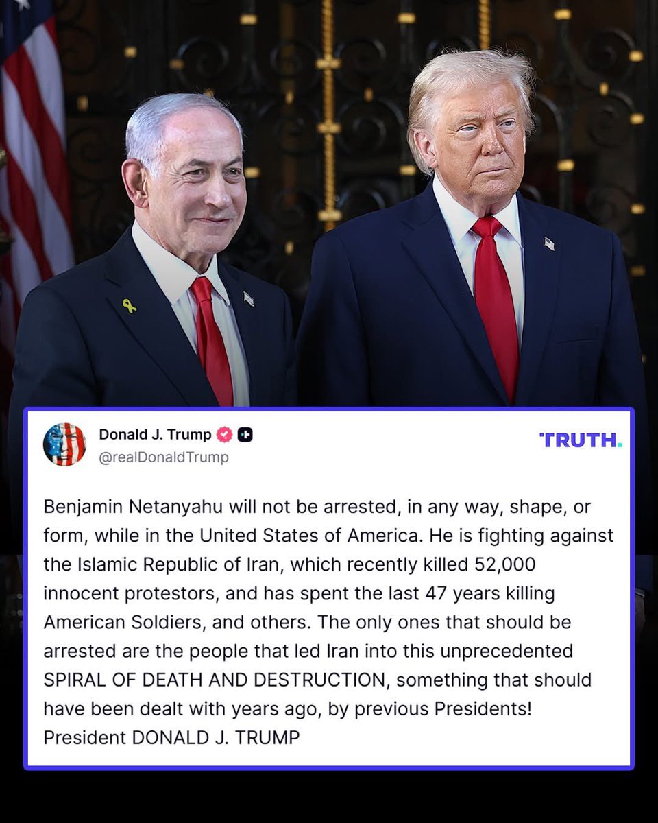 RadarResist's tweet photo. In response to NYC Mayor Mamdani's warning that he will arrest the Israeli Prime Minister, Trump said, "Benjamin Netanyahu will not be arrested, in any way, shape, or form, while in the United States of America."

THIS SHOULD BE 
INTERESTING 🤔.

TEAM MAMDANI 💙. https://t.co/oiYSduIHXU