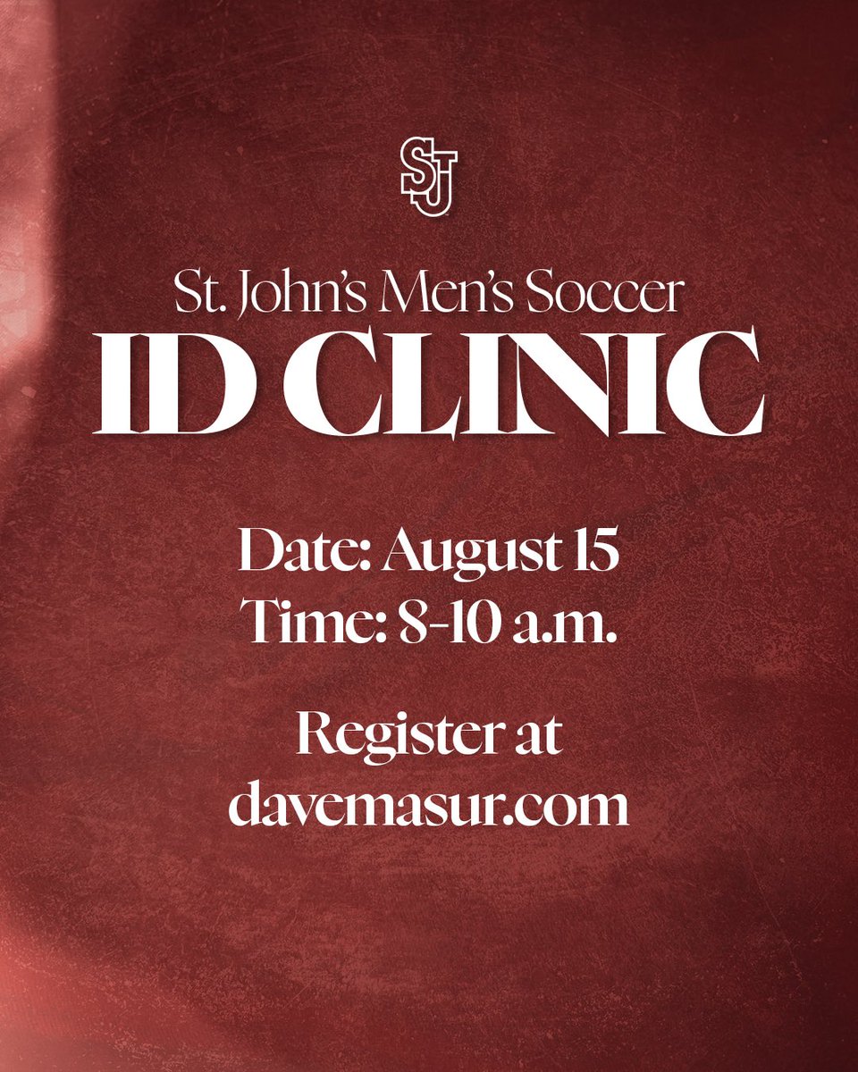 StJohnsMSoccer's tweet photo. ID Clinic on August 15 ⚡️

✍️: https://t.co/5PR9AmidnI
🗞️: https://t.co/Q06SnTnE9S https://t.co/Xg9GWRXo5T