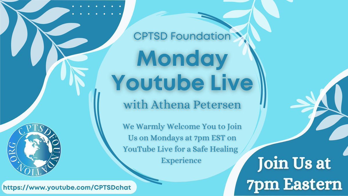 cptsdfoundation's tweet photo. Join the #CPTSDChat this Monday at 7 pm EST for our live YouTube Q&A session.
Connect with a community of co-survivors healing together and supporting each other in a no-shame, no-judgment, toxic-free environment at https://t.co/VzKV0Co6eq https://t.co/WR07Vm9N62