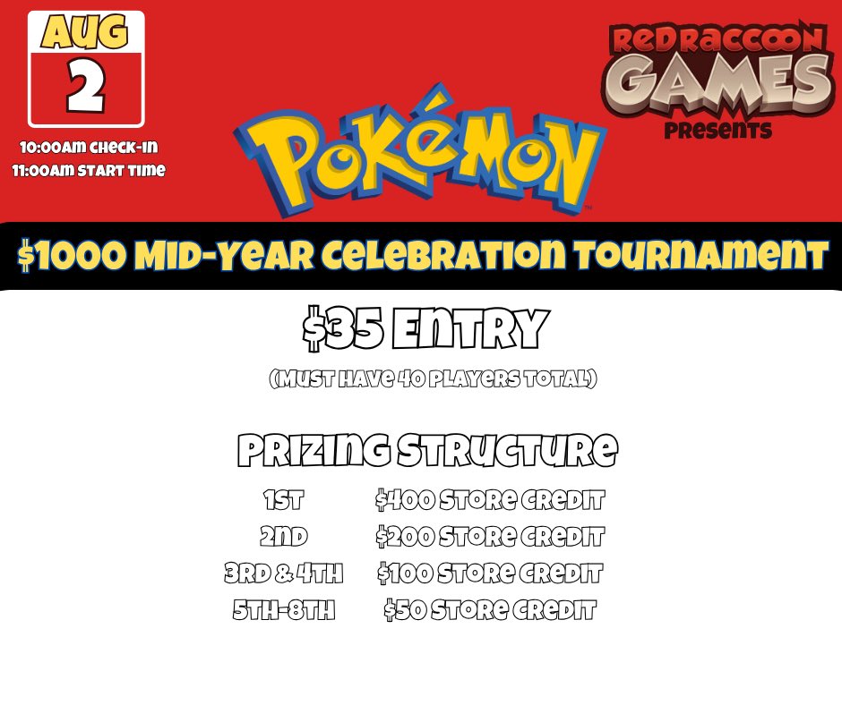 BeyondKeato's tweet photo. Central IL Pokémon Players Listen Up! 😤 Red Raccoon Games will be hosting a 1k store credit pitch black ⚫️ tournament. It’ll be Bo3 to a top 8 cut, prize pack series 9 for participating aswell! See everyone there! https://t.co/bbD4bGXFtR