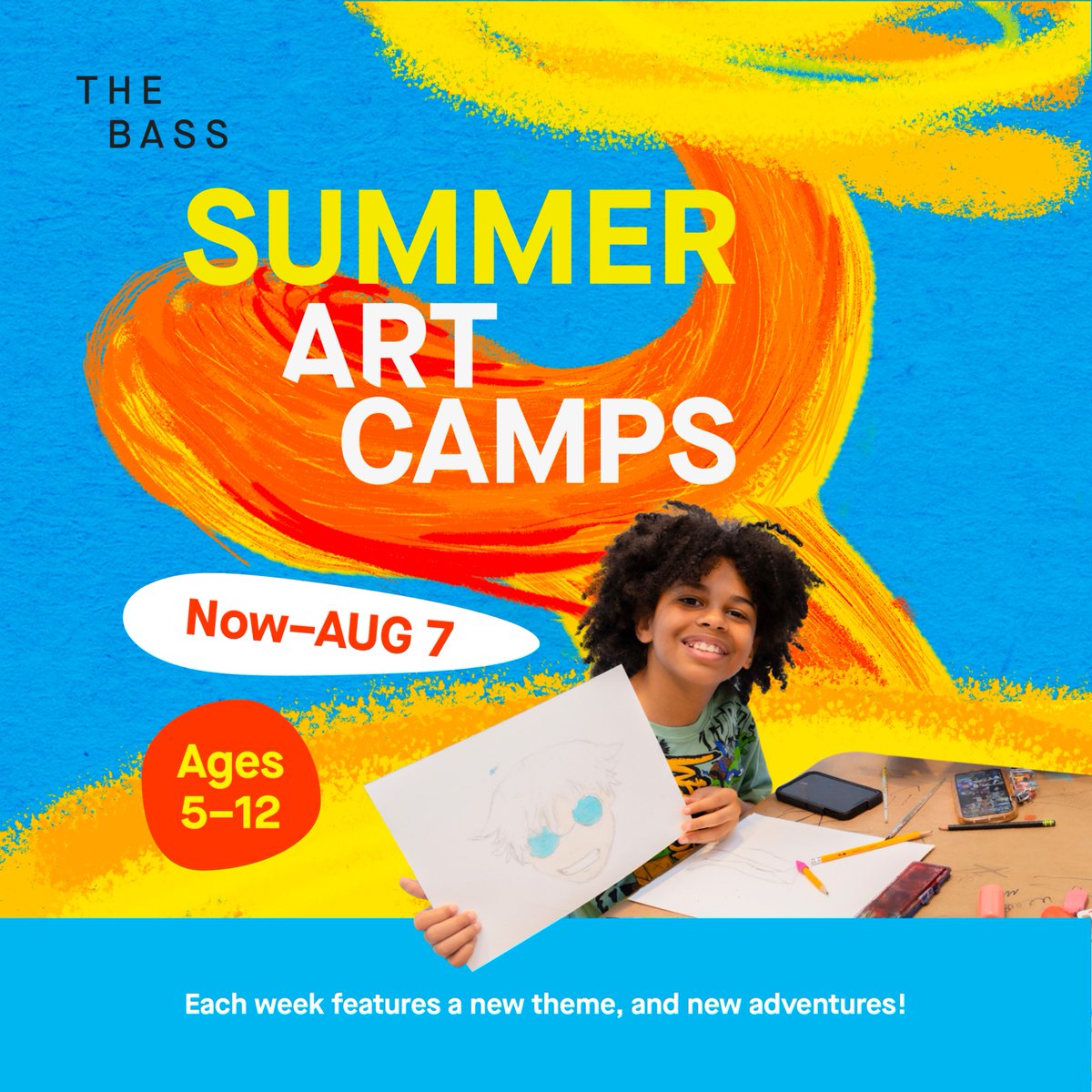 TheBassMoA's tweet photo. 🌞LAST CHANCE to join us at The BCC for Summer Art Camps!

✨𝗦𝗨𝗠𝗠𝗘𝗥 𝗔𝗥𝗧 𝗖𝗔𝗠𝗣𝗦
📅NOW THRU AUG 7
📌Ages 4–12 | 9 AM–3:30 PM
⏰Aftercare until 5:45 PM

🔗Call 786-477-6042 or email education@thebass.org with any questions. Link in bio to register! https://t.co/Lwm04JHCa3