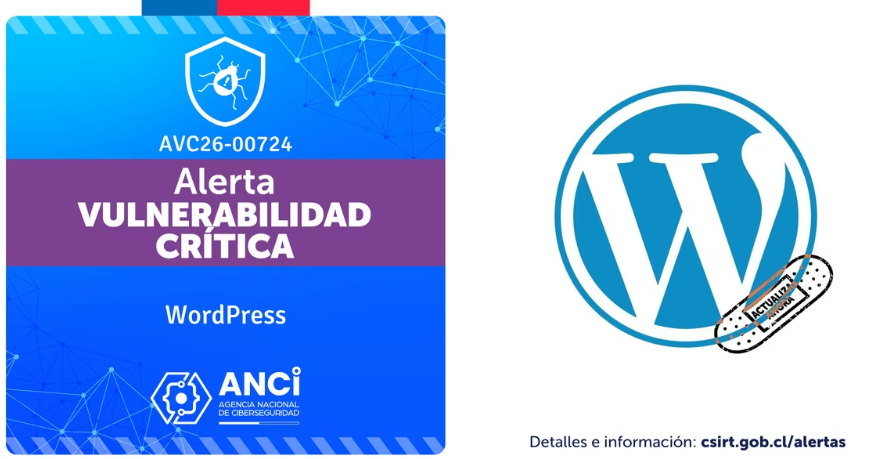 ANCIChile's tweet photo. ⚠️ Desde la Agencia Nacional de Ciberseguridad (#ANCI) compartimos información de una vulnerabilidad crítica que afecta a #WordPress, identificada como CVE-2026-63030
🪲 Detalles: https://t.co/gis5CtzlEd https://t.co/VIIQaThmqO