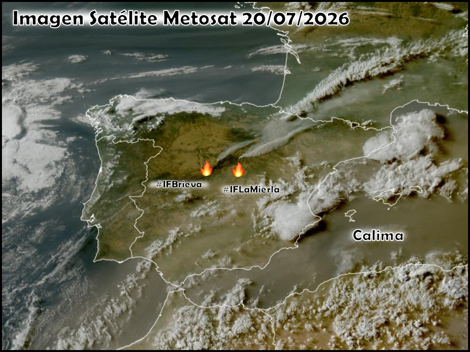 meteosojuela's tweet photo. Imágenes Satélite Meteosat @eumetsat 
Las imágenes desde el satélite son tristes e impactantes
Los incendios devoran nuestro patrimonio natural 😭
#IFBrieva #IFLaMierla https://t.co/62tLw1uh0e