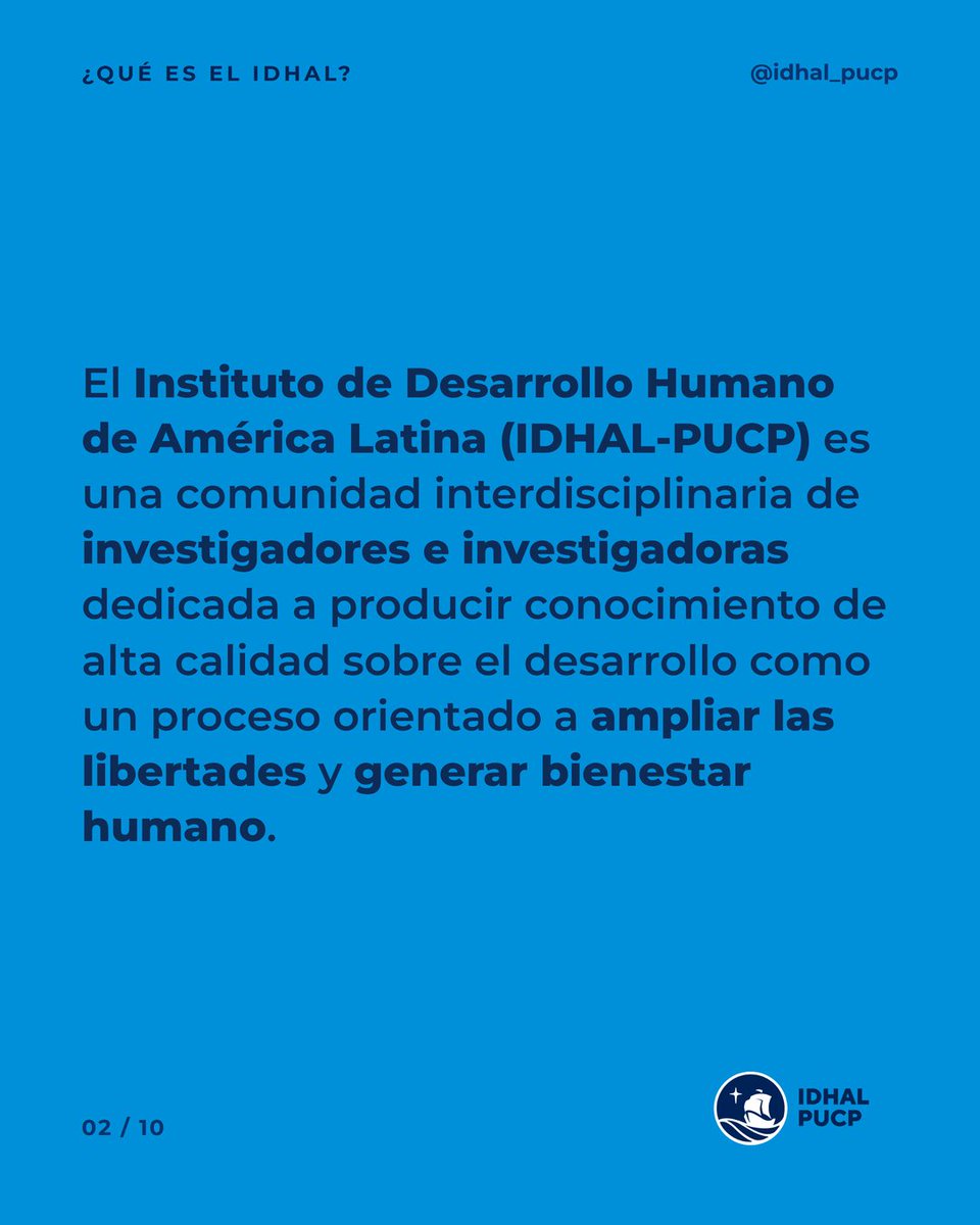 IDHAL_PUCP's tweet photo. 🔵 Conoce al IDHAL

Somos un espacio de investigación, formación e incidencia sobre desarrollo humano en América Latina. Trabajamos en justicia, agencia y poder; bienestar, pobreza y desigualdades; e interculturalidad.

Más: https://t.co/KymE2jGE5E

#IDHALPUCP #desarrollohumano https://t.co/Zmaqr5LIxY