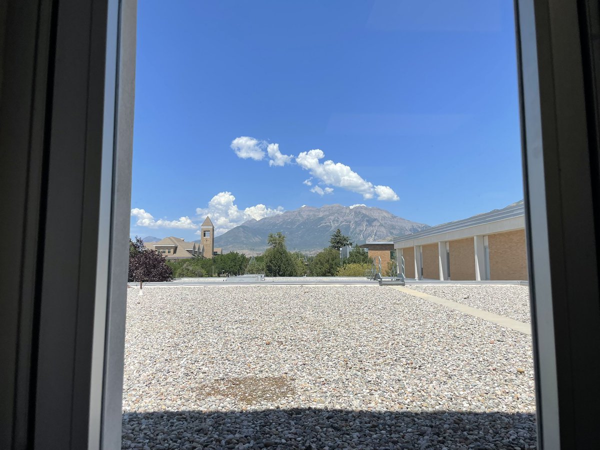 tw_killian's tweet photo. First day working from campus @BYU, I fear that I may be #postingthroughit over the next few weeks as I come to terms with the advent of this new chapter.
While I didn’t get lucky enough for this to be the view from my office, it is for some of the students I’ll be working with. https://t.co/MTxTUvWolC