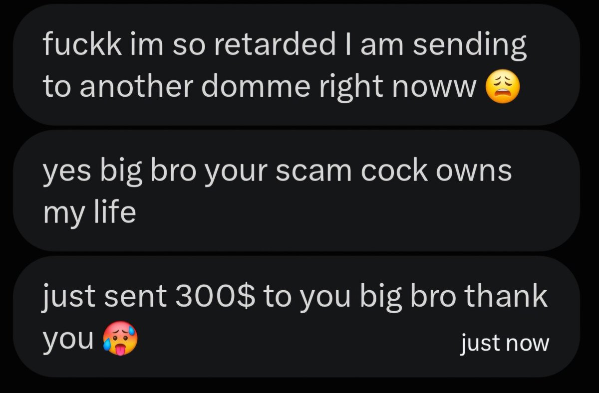 CRINGETOK19YO's tweet photo. Cracked this stupid beta domme like nothing 🥱

DM me to round my balance up to 500$ 🥵🤤

findom manscam catfish ester bron beta domme https://t.co/MOqy3YdRuJ