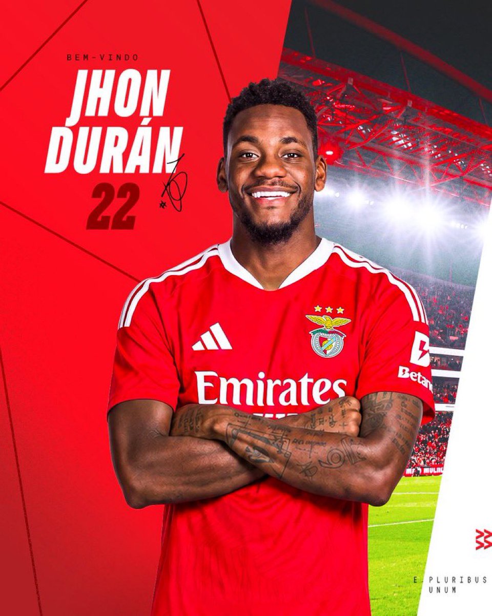 ActuFoot_'s tweet photo. 🚨 OFFICIEL ! JHON DURAN 🇨🇴 SIGNE À BENFICA EN PRÊT AVEC OPTION D’ACHAT ! ✍️❤️🤍 https://t.co/Ygp9cx9olr