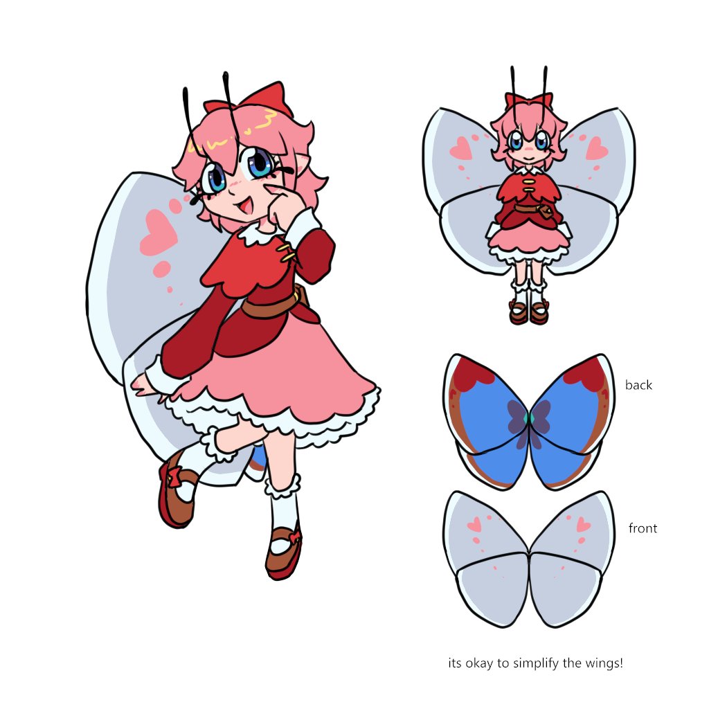 0x64zero's tweet photo. ribbon! i redrew it cus i changed my design for her slightly and i wasnt happy with my previous ref for her... also decided i wanted to base fairies off of actual insects so uh yeah her wings are inspired from holly blue butterflies :-) https://t.co/o7GInzbuBm