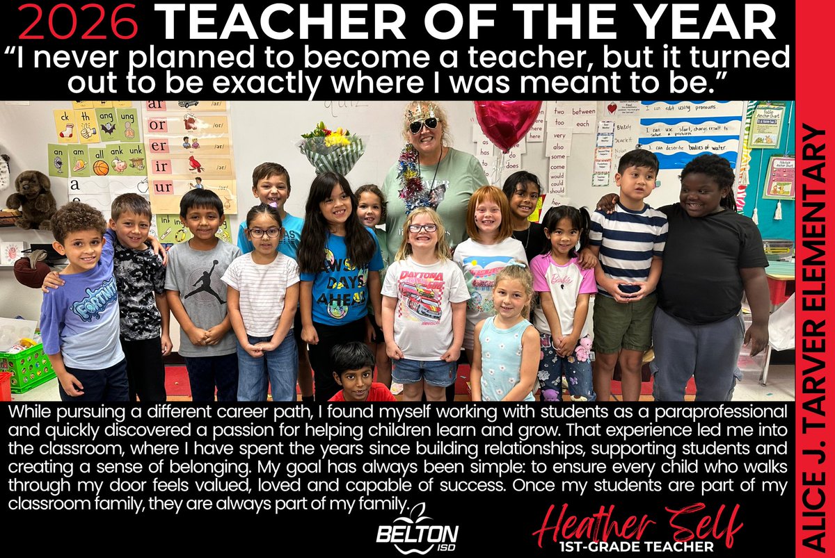 BeltonISD's tweet photo. Every story starts somewhere.
Meet one of our 2026 Elementary Teachers of the Year.🍎 https://t.co/Nd5OKEdLHi