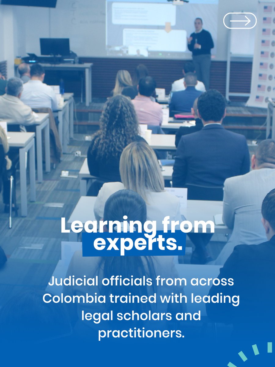 PADForg's tweet photo. ⚖️ Stronger justice starts with stronger institutions. 
Through the INL-funded CFCC project, PADF and Universidad de los Andes trained judges and magistrates across Colombia to strengthen their capacity to address money laundering and financial crime. 
🤝 Investing in justice. Building a safer Colombia.