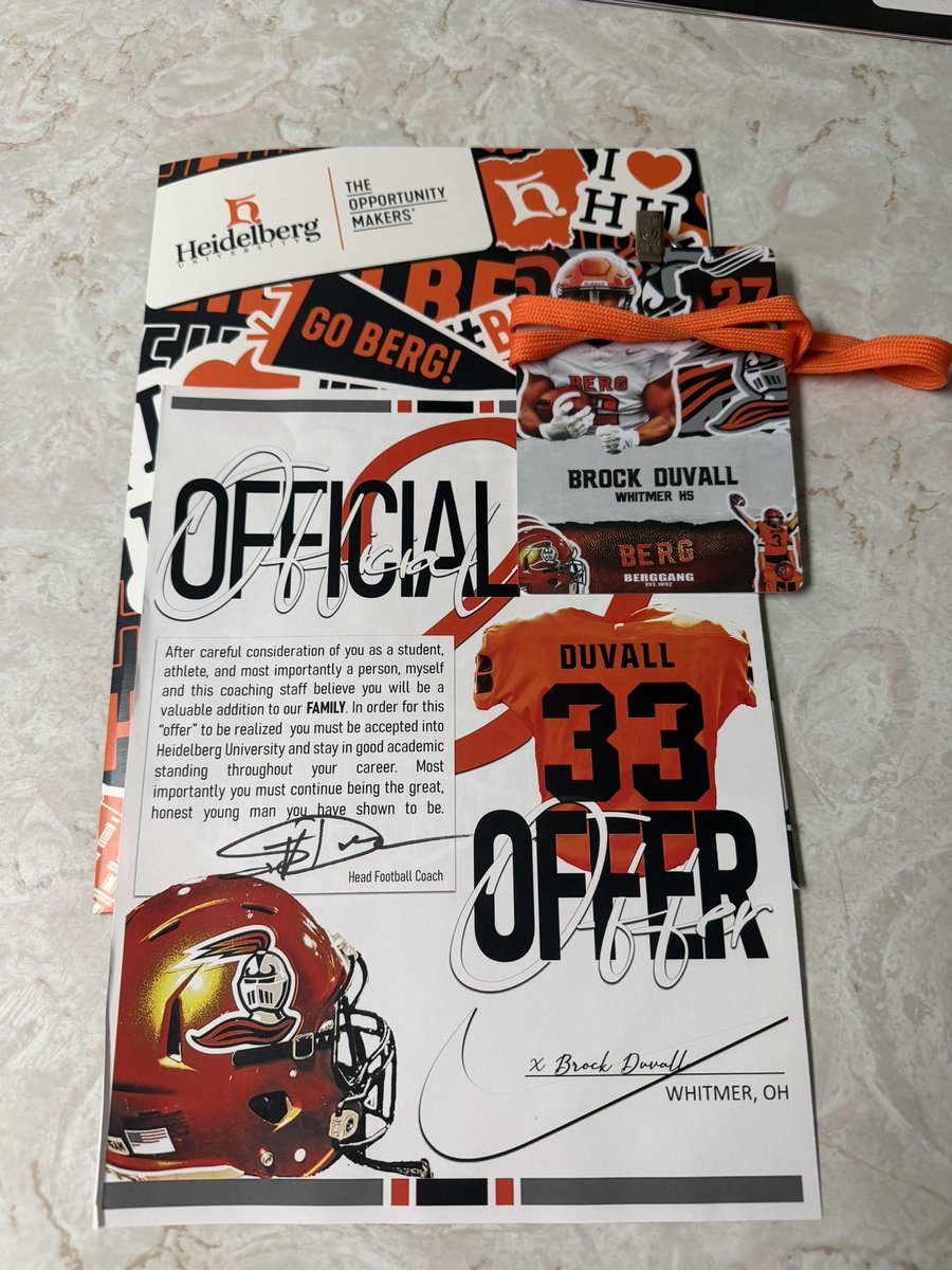 BrockD33's tweet photo. After an amazing visit I am blessed to say I have received my first offer from @BergFootball ! 
@Coach_Donaldson @CoachJakubcin 

@JustinKellerWHS 
@reamer_coach 
@ToledoWhitmerFB https://t.co/FQm6RBNFXG