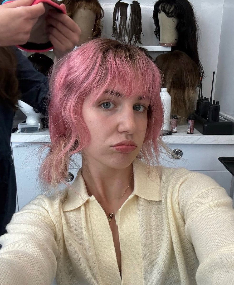 agedlikeprayers's tweet photo. what could she possibly be doing that requires a pink wig https://t.co/eaIhXOCUqN