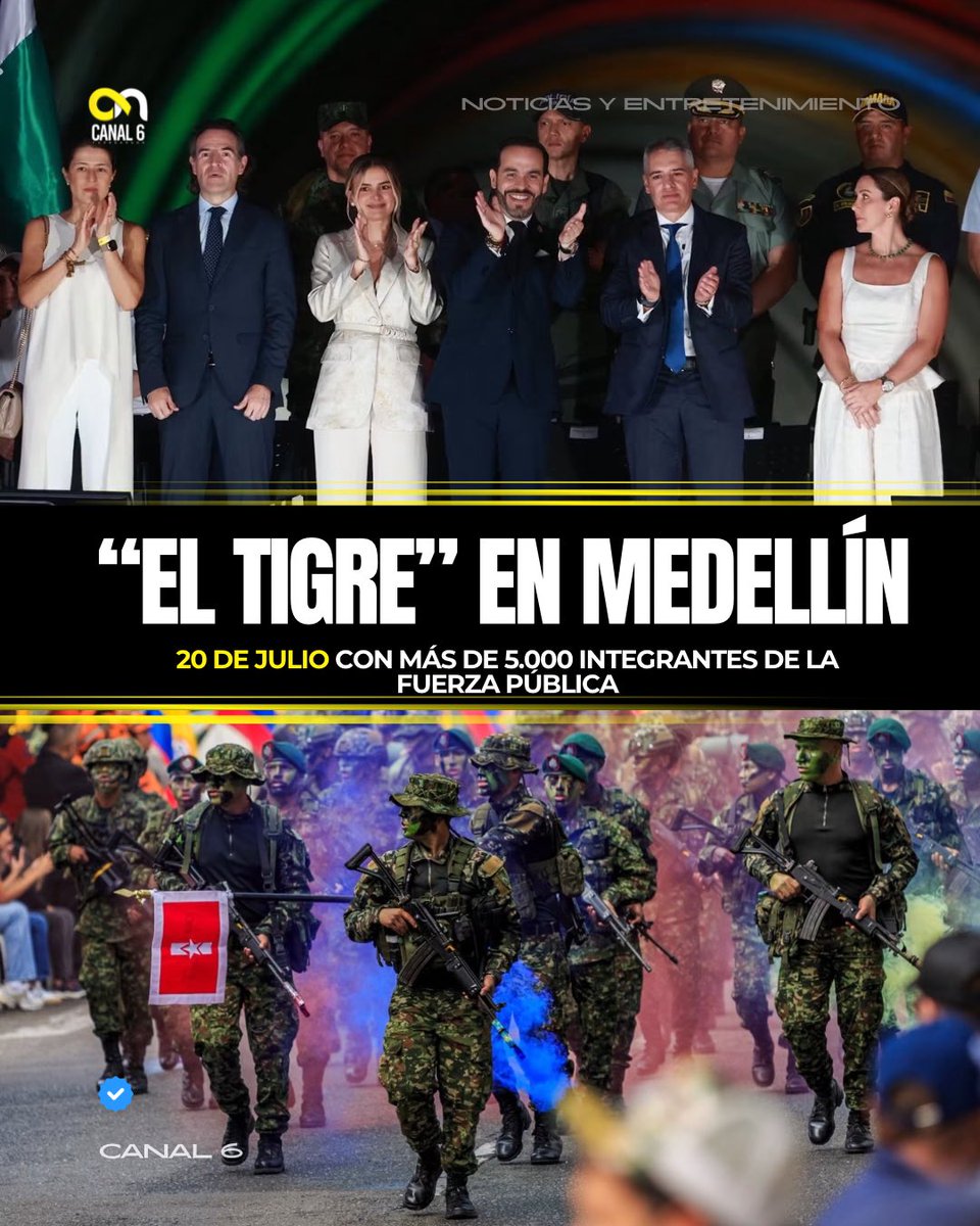 Canal6Col's tweet photo. ¡Medellín se vistió de patrio! 🔥🇨🇴 En un multitudinario desfile del 20 de julio que congregó a más de 5.000 integrantes de las Fuerzas Militares, la Policía Nacional y organismos de socorro, la capital antioqueña vivió una jornada histórica de orgullo e identidad nacional. El trayecto de 4.1 kilómetros, que arrancó en el Aeroparque Juan Pablo II y finalizó en el Parque de los Pies Descalzos, contó con la presencia del presidente electo de Colombia y la figura de Abelardo de la Espriella, quien rindiendo un emotivo homenaje a los héroes de la patria, exaltó el papel fundamental de Antioquia en los 216 años de libertad e historia del país.

Tras culminar los actos protocolarios en la ciudad, de la Espriella se desplazó junto al alcalde Federico Gutiérrez y el gobernador Andrés Julián Rendón hacia las obras del Túnel del Toyo. Desde este imponente punto estratégico, envió un firme e inspirador mensaje al pueblo antioqueño, exaltando su disciplina, su temple y el profundo amor por su tierra. Una celebración independencia que no solo reafirmó el patriotismo en las calles, sino que selló un compromiso de unidad e impulso hacia el futuro desde el corazón de Antioquia. 🇨🇴✨

#20dejulio #Medellin #Colombia