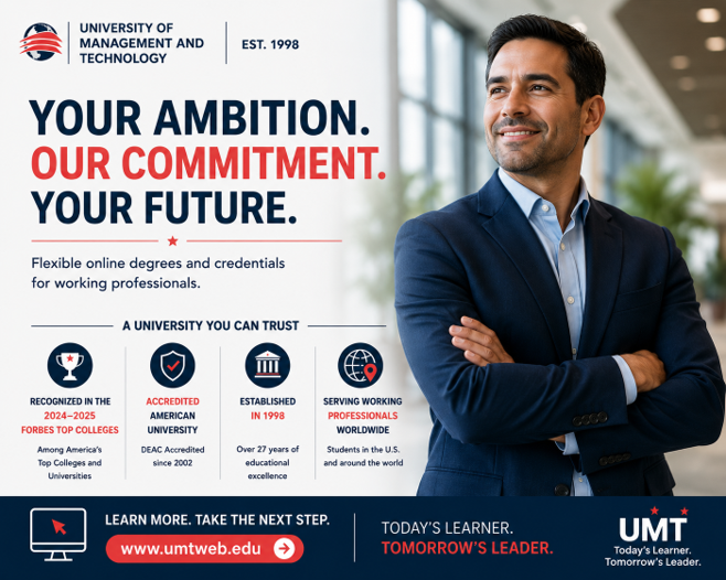UMTconnect's tweet photo. Advance your career.
Study on your schedule.
 
Recognized in the 2024–2025 Forbes Top Colleges.
 
https://t.co/hkvXwlyVaA
 
#WorkingProfessionals #UMT https://t.co/Jm2KH8X3Pv