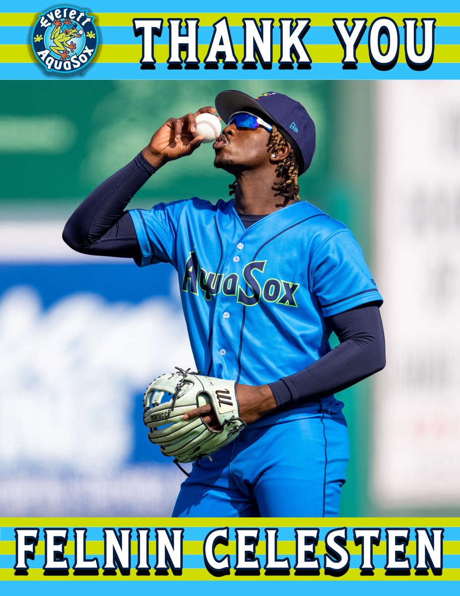 EverettAquaSox's tweet photo. One of the Northwest League's superstars is heading up a level ‼️

Everett AquaSox infielder Felnin Celesten has been promoted to the Double-A Arkansas Travelers. Thank you, Felnin - it's been a joy watching you grow and we wish you the best in Little Rock! https://t.co/E6v1hKy8zp