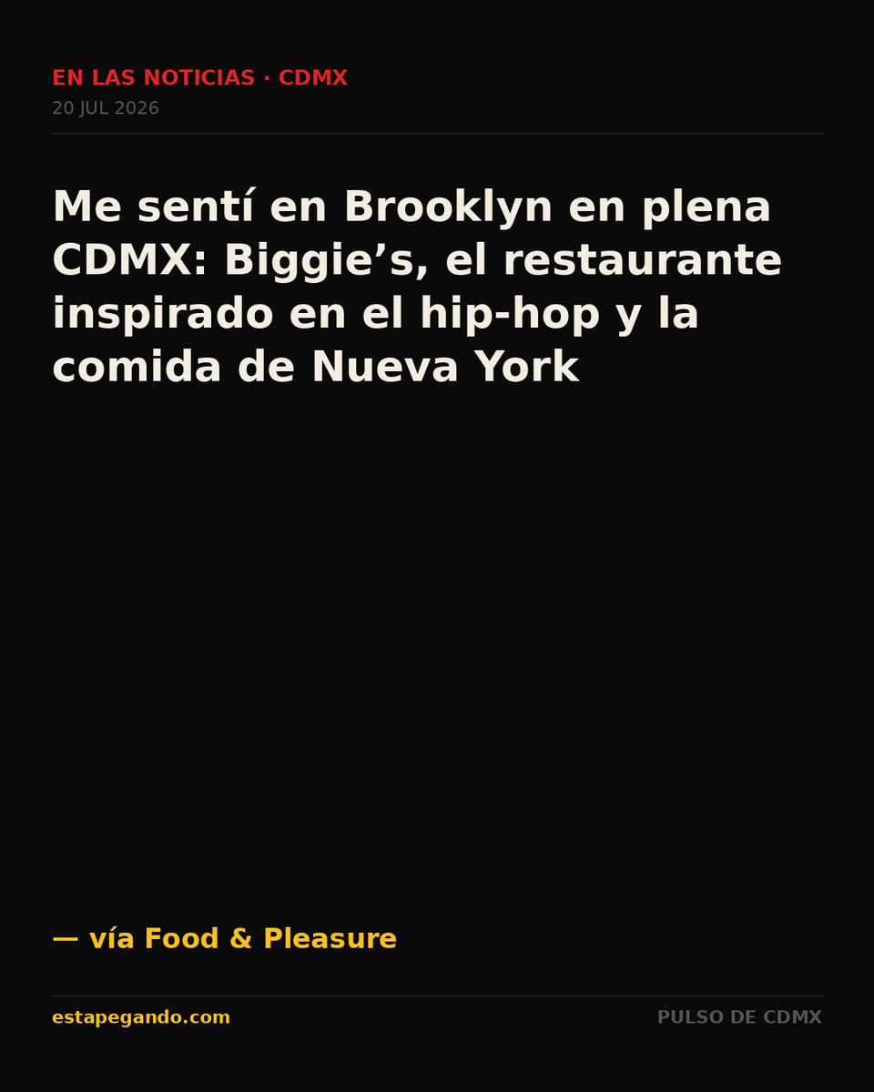 EstapegandoMX's tweet photo. En las noticias · CDMX

Me sentí en Brooklyn en plena CDMX: Biggie’s, el restaurante inspirado en el hip-hop y la comida de Nueva York

— vía Food &amp; Pleasure

#estapegando #CDMX #ComidaCDMX https://t.co/nAvHeLvo7H