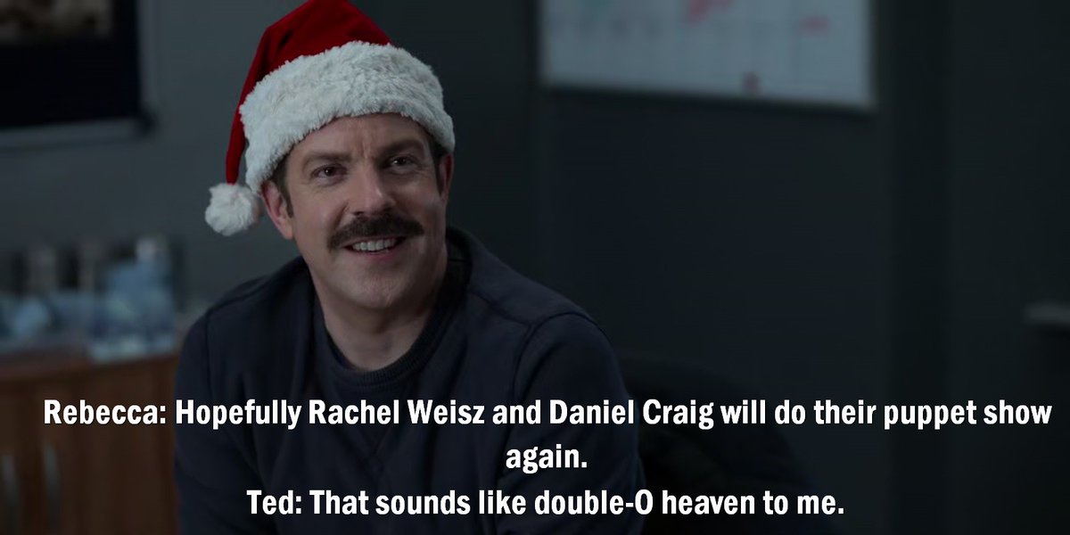 TedLassoism's tweet photo. Rebecca: Hopefully Rachel Weisz and Daniel Craig will do their puppet show again.
Ted: That sounds like double-O heaven to me.
Ted Lasso #S02E04
#TedLasso https://t.co/Rz8j8gRRca