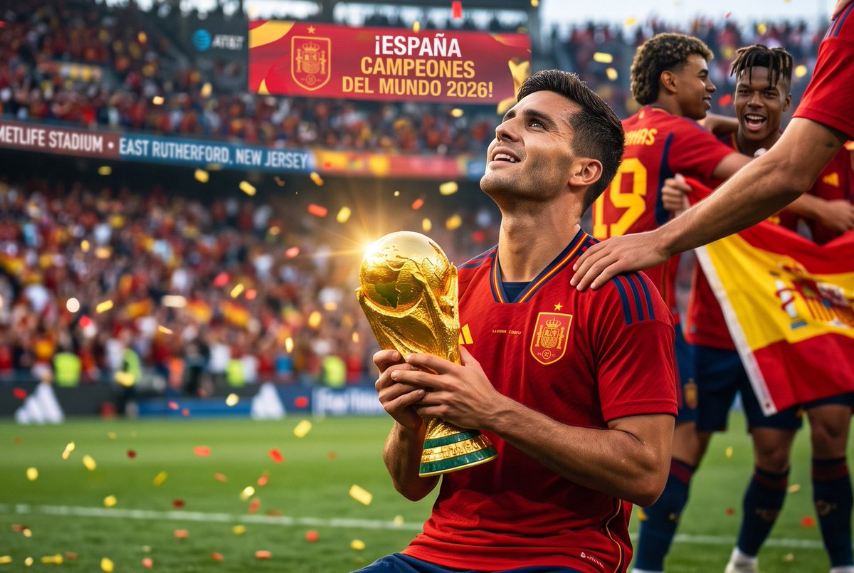 PakistanDestiny's tweet photo. From Tactical Identity to World Champions: A Comprehensive Research Analysis of Spain’s FIFA World Cup 2026 Triumph

https://t.co/pwBSIOZsxF

#FIFAWorldCup2026 #Spain #SpainFootball #LaRoja #WorldChampions #FIFA #WorldCup #Football #Soccer #FootballAnalysis #SportsResearch https://t.co/I3WOUJC3TH