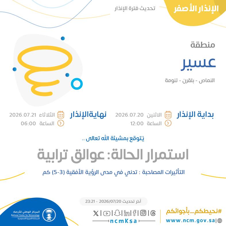 النظام الآلي للإنذار المبكر بالمركز الوطني للأرصاد tweet media