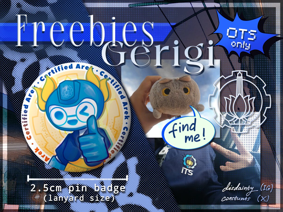 constunts's tweet photo. hi #gerigi kenalin aku dain dgn freebies pin badge mini

tapii karena OTS only, sung yang mau, nanti di gerigi cari orang yg megang boneka kucing abu abu enih :D (namanya tabas btw)

like/retweet kalow minat biar bisa kukira-kira mau ngeprint berapaa <3 https://t.co/WTvzq22KY4