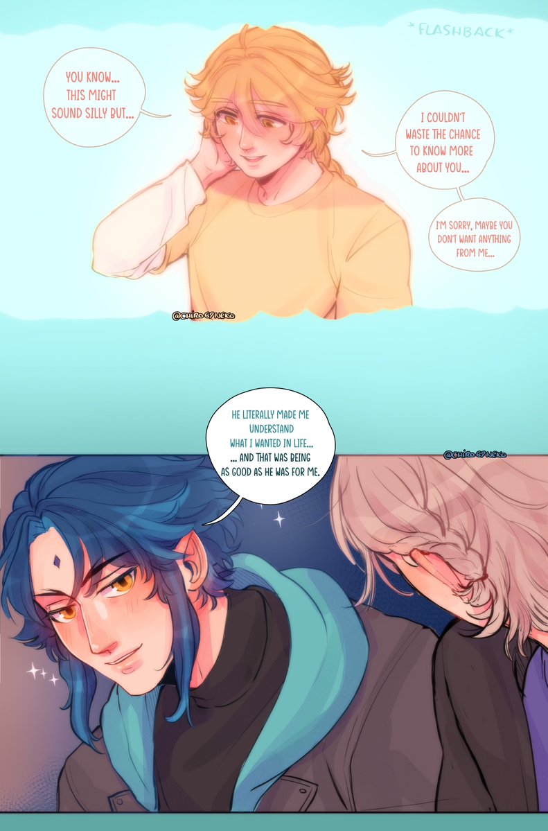 chirowoneko's tweet photo. "I'm sorry..." 💜 #Xiaotherney    
Modern AU Comic 4/6   

#Xiao #Lyney #Aether #GenshinImpact https://t.co/2S0md5NwJN