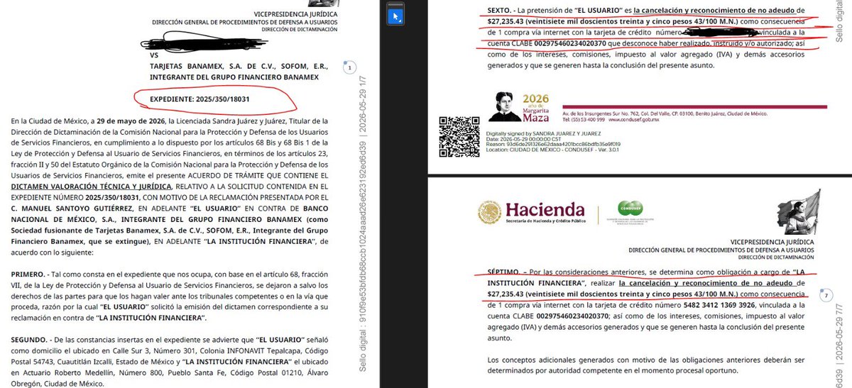 ELMANU_SAN's tweet photo. El peor servicio y nulo respeto a la ley. Desde mayo @CondusefMX ordenó a @BanamexContacto (Exp. 2025/350/18031) borrar un cargo robado de $27,235.43 y se niegan a cumplir. Qué ganas de cambiarme a otro banco como @BBVA_Mex o @Banorte_mx donde sí respeten la ley #FraudeBanamex https://t.co/ryiWqO5cff